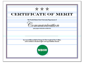 Certificate showing frames.