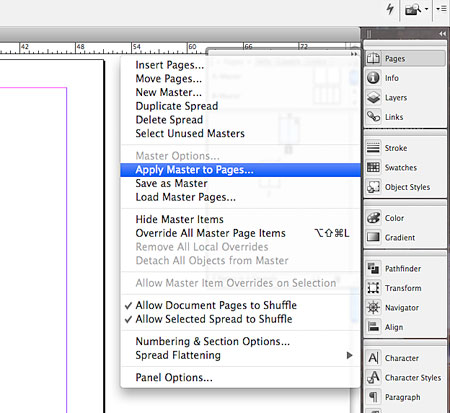 Master page dialogue box.