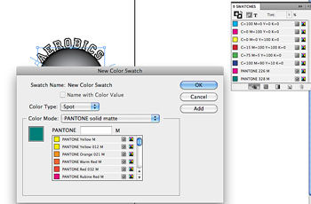Panone color swatches.
