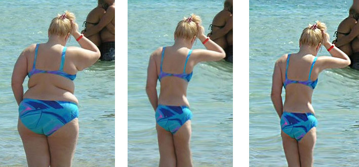 Photoshop liquify before and after.