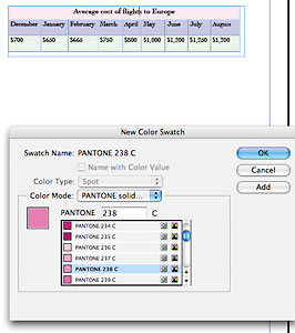 choosing a color swatch.